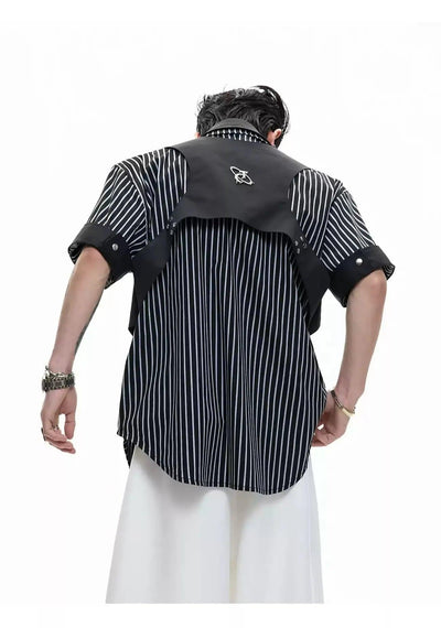 Layered Collar Striped Shirt Korean Street Fashion Shirt By Argue Culture Shop Online at OH Vault