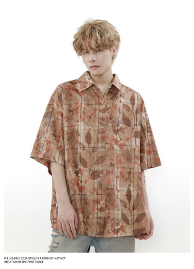 Pleated Leaf Pattern Shirt Korean Street Fashion Shirt By Mr Nearly Shop Online at OH Vault