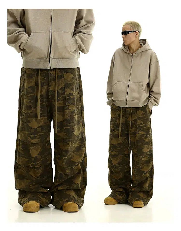 Vibrant Camo Drawstring Cargo Pants Korean Street Fashion Pants By MEBXX Shop Online at OH Vault