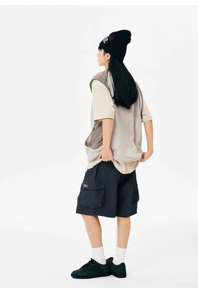 Spliced Zippered Casual Vest Korean Street Fashion Vest By Nothing But Chill Shop Online at OH Vault