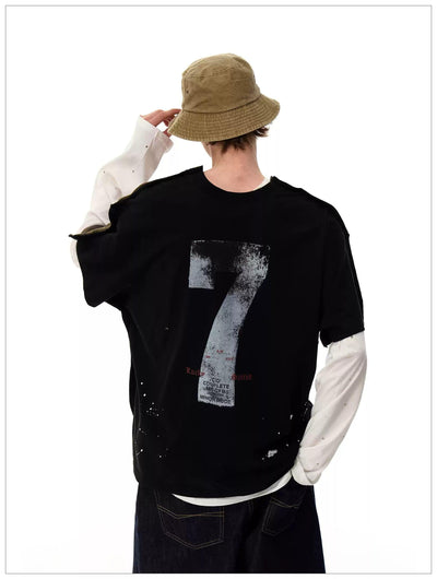 Splatter Camouflage Layered T-Shirt Korean Street Fashion T-Shirt By Mr Nearly Shop Online at OH Vault