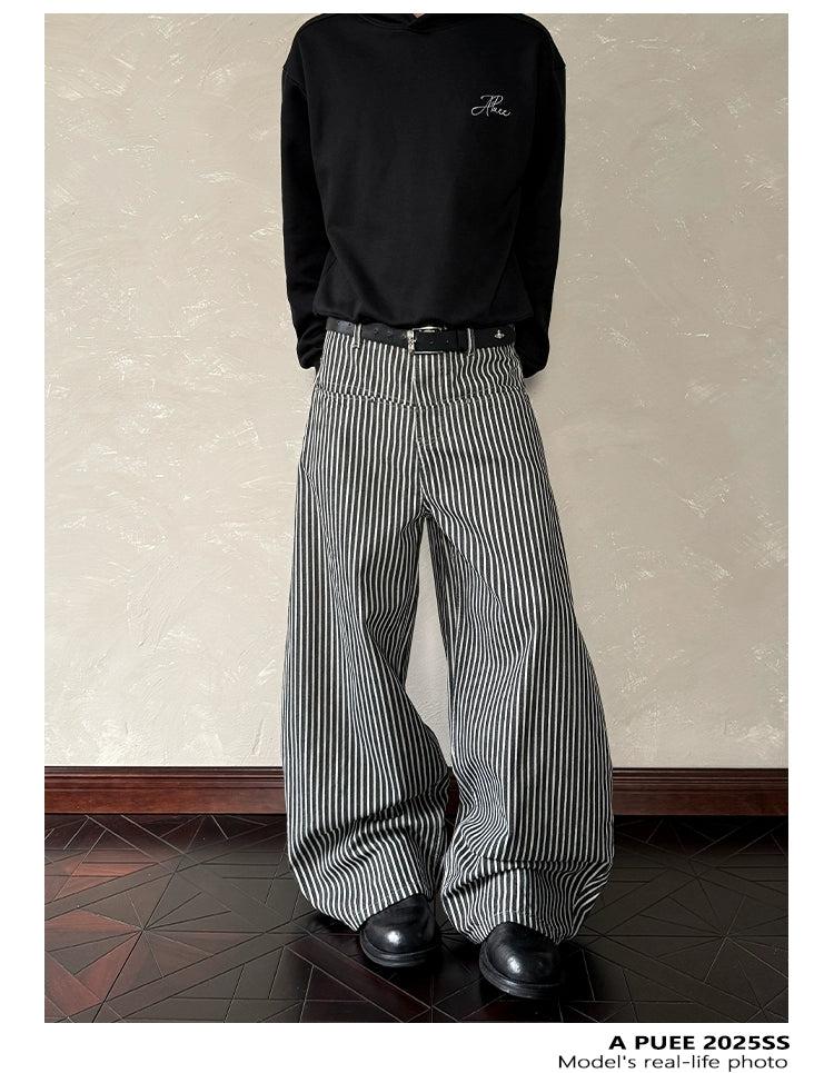 Vertical Stripes Wide Leg Pants