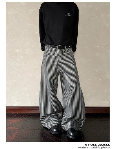 Vertical Stripes Wide Leg Pants