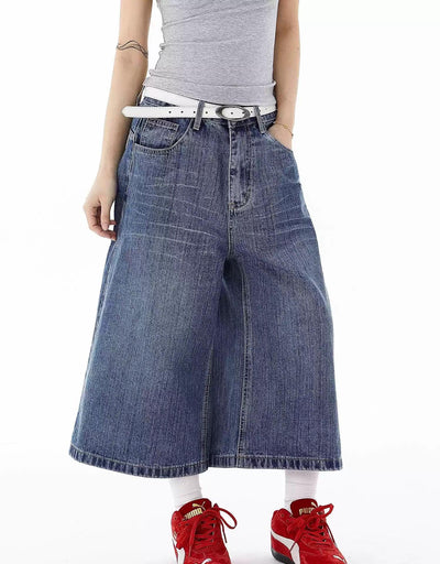 Plaid Pocket Wide Denim Shorts Korean Street Fashion Shorts By Blacklists Shop Online at OH Vault