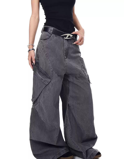 Wide Tilt Pockets Washed Jeans Korean Street Fashion Jeans By Blacklists Shop Online at OH Vault