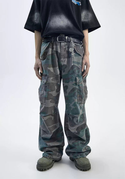 Multi-Pocket Camouflage Jeans Korean Street Fashion Jeans By Ash Dark Shop Online at OH Vault