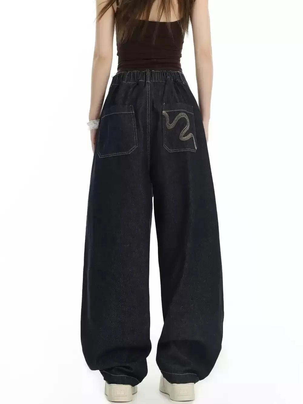 Drawstring Embroidery Pocket Jeans Korean Street Fashion Jeans By INS Korea Shop Online at OH Vault