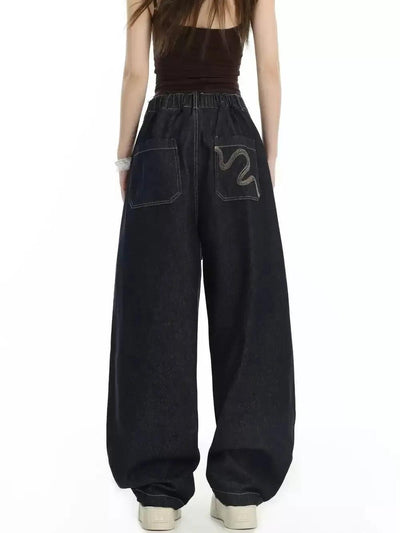 Drawstring Embroidery Pocket Jeans Korean Street Fashion Jeans By INS Korea Shop Online at OH Vault