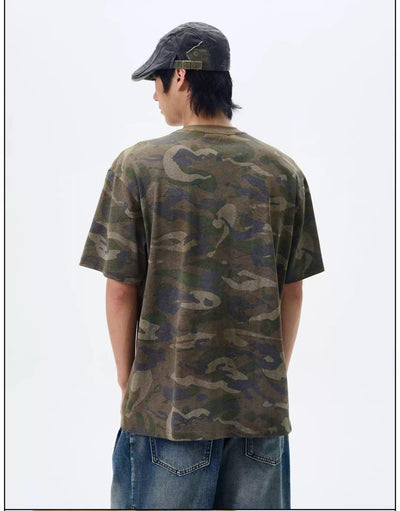 Rock Band Embroidery Camo T-Shirt Korean Street Fashion T-Shirt By 77Flight Shop Online at OH Vault