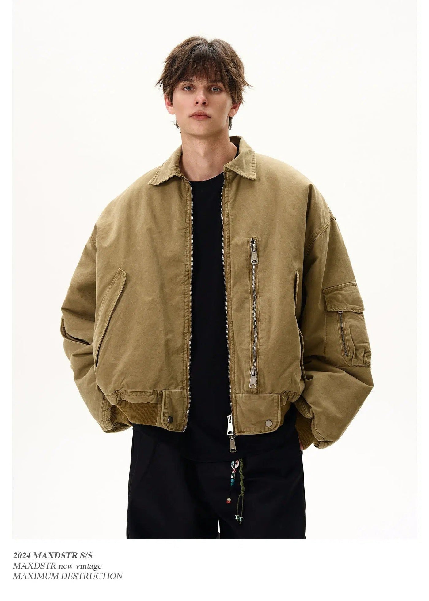 Faded Wash Cargo Style Jacket Korean Street Fashion Jacket By MaxDstr Shop Online at OH Vault