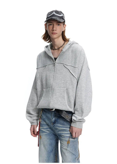 Solid Color Boxy Zip-Up Hoodie Korean Street Fashion Hoodie By Made Extreme Shop Online at OH Vault