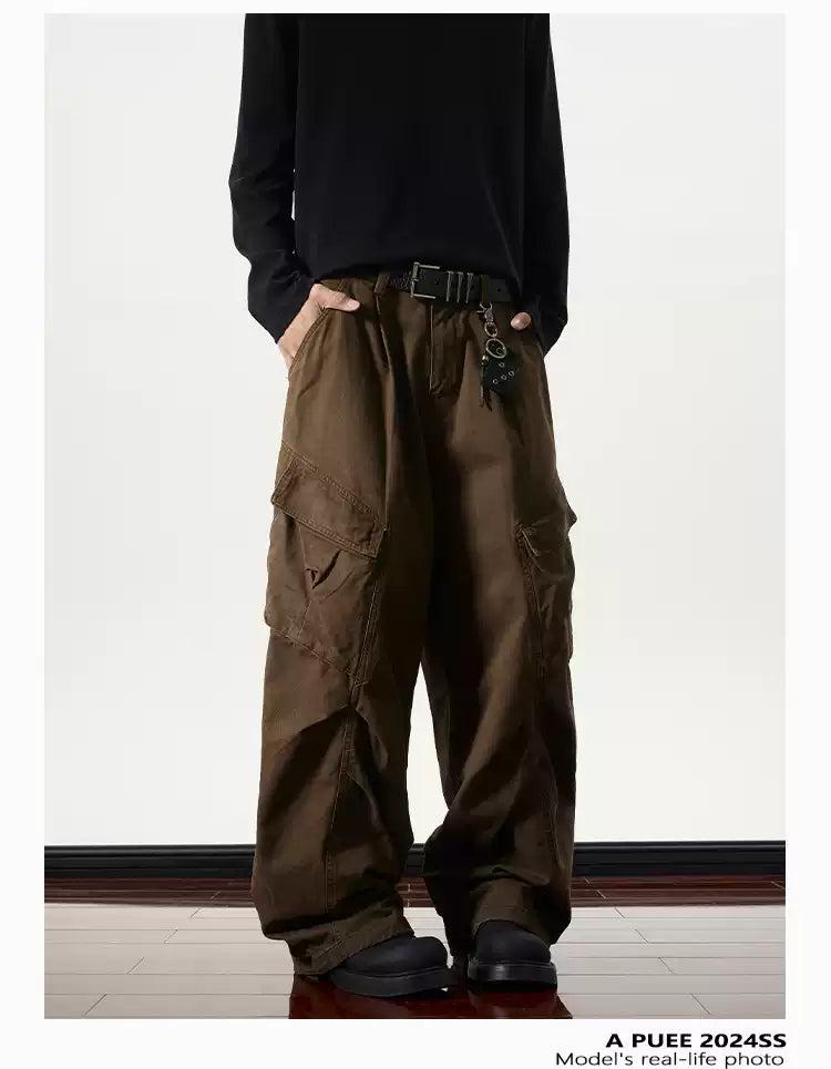 Washed Pleats Cargo Pants Korean Street Fashion Pants By A PUEE Shop Online at OH Vault