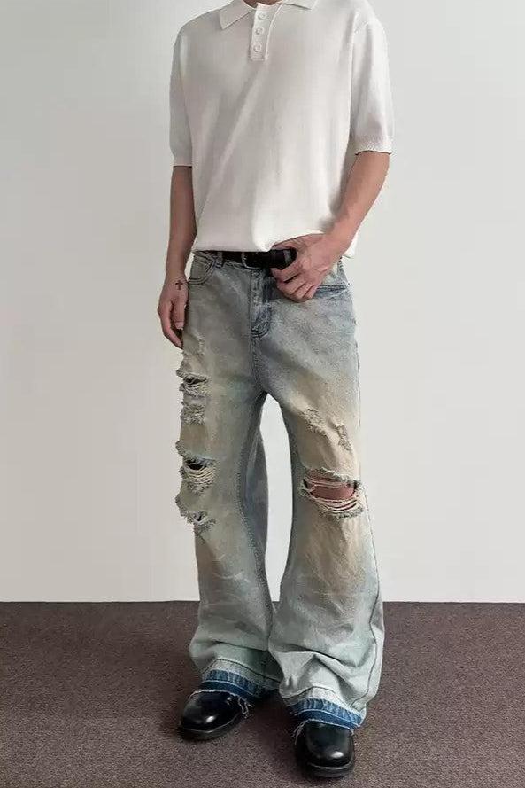 Distressed & Washed Jeans Korean Street Fashion Jeans By A PUEE Shop Online at OH Vault