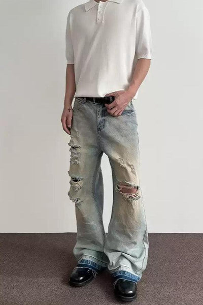 Distressed & Washed Jeans Korean Street Fashion Jeans By A PUEE Shop Online at OH Vault