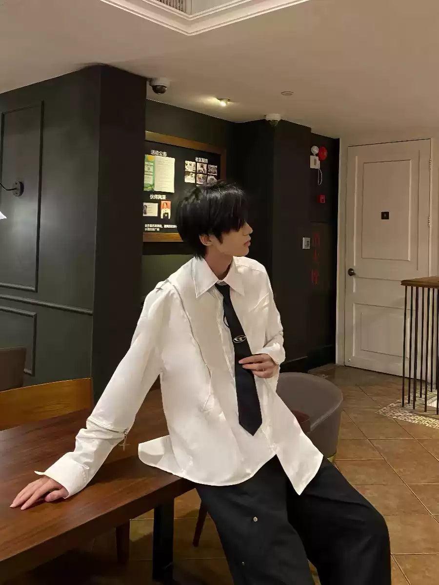 3D Metal Logo Tie Korean Street Fashion Tie By Tian Tian Shop Online at OH Vault