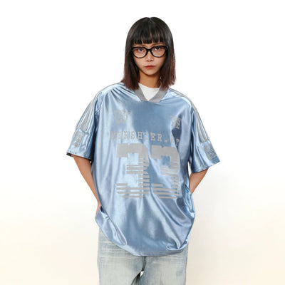 Number Print Shiny T-Shirt Korean Street Fashion T-Shirt By Mr Nearly Shop Online at OH Vault