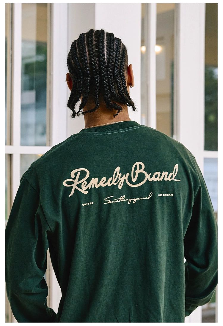 Back Logo Print Long Sleeve T-Shirt Korean Street Fashion T-Shirt By Remedy Shop Online at OH Vault