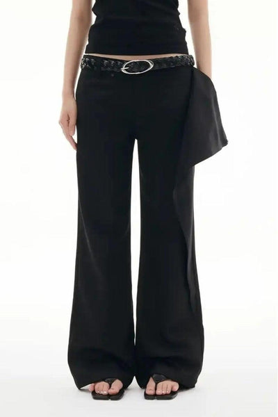Sleek Fabric Detail Straight Pants Korean Street Fashion Pants By Funky Fun Shop Online at OH Vault