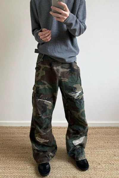 Stitches and Rips Camouflage Jeans Korean Street Fashion Jeans By A PUEE Shop Online at OH Vault