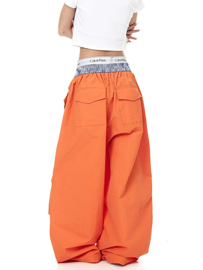 Plaid Spliced Waist Oversize Track Pants Korean Street Fashion Pants By Blacklists Shop Online at OH Vault