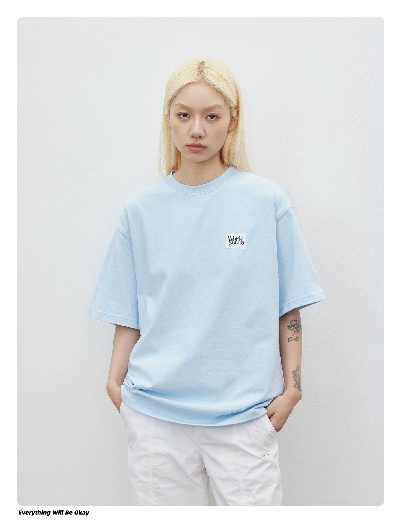 Tiny Squared Logo T-Shirt Korean Street Fashion T-Shirt By WORKSOUT Shop Online at OH Vault