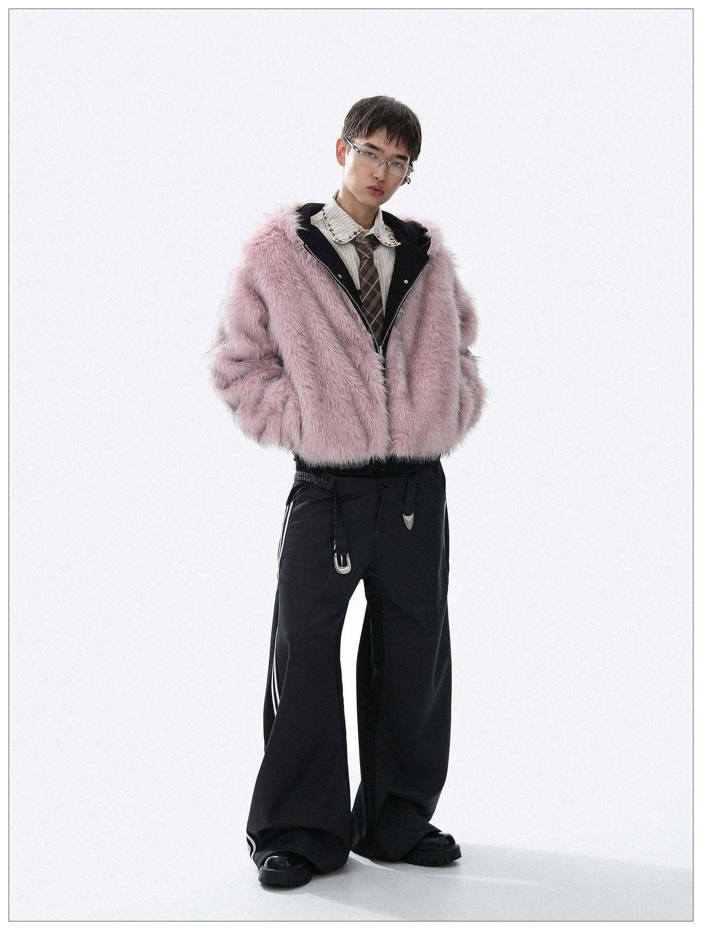 Fur-Trim Reversible Full-Zip Jacket Korean Street Fashion Jacket By Mr Nearly Shop Online at OH Vault