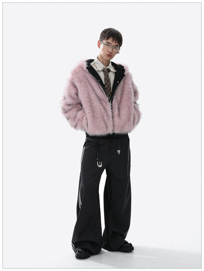 Fur-Trim Reversible Full-Zip Jacket Korean Street Fashion Jacket By Mr Nearly Shop Online at OH Vault