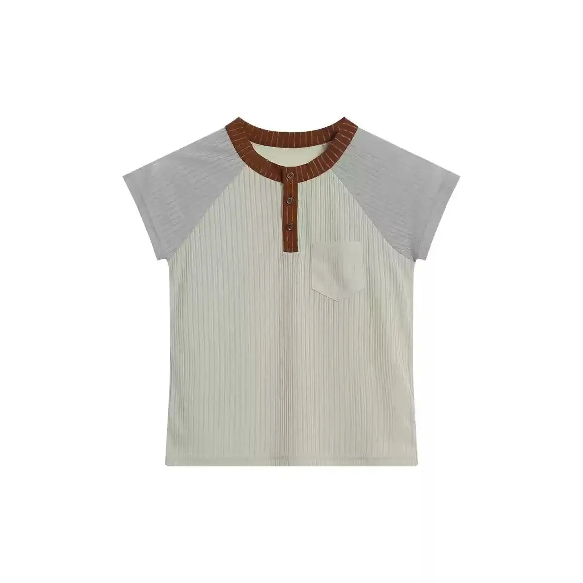 Bar Textured Contrast Cropped T-Shirt Korean Street Fashion T-Shirt By Funky Fun Shop Online at OH Vault