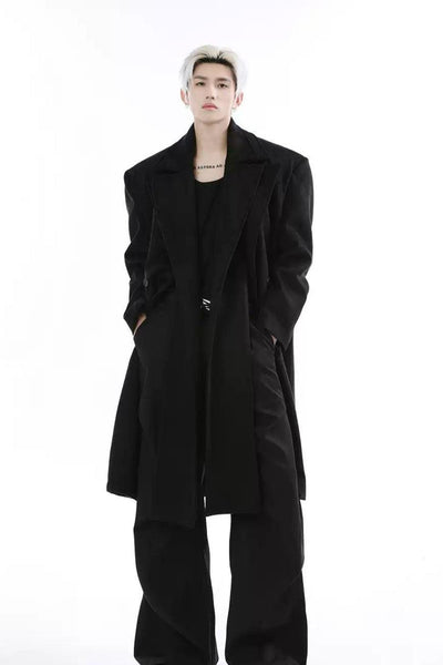 Layered Double Breasted Overcoat Korean Street Fashion Long Coat By Turn Tide Shop Online at OH Vault