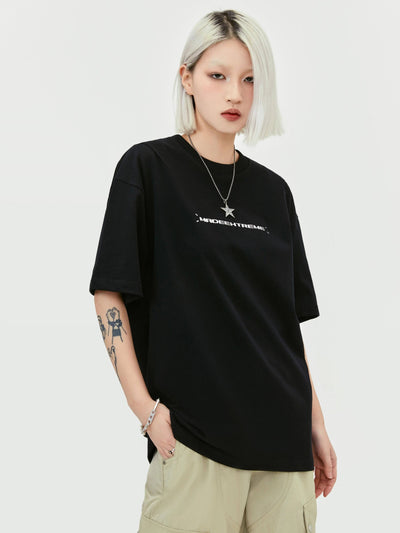 Metallic Letters Printed T-Shirt Korean Street Fashion T-Shirt By Made Extreme Shop Online at OH Vault