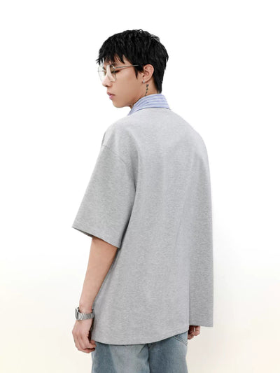 Striped Collar Layered Shirt Korean Street Fashion Shirt By Mr Nearly Shop Online at OH Vault