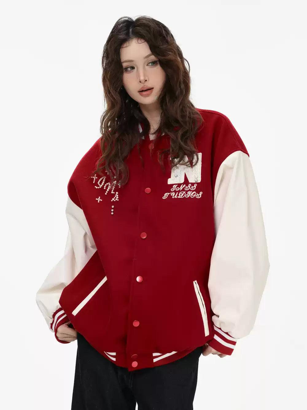 Snap Buttons Varsity Jacket Korean Street Fashion Jacket By INS Korea Shop Online at OH Vault