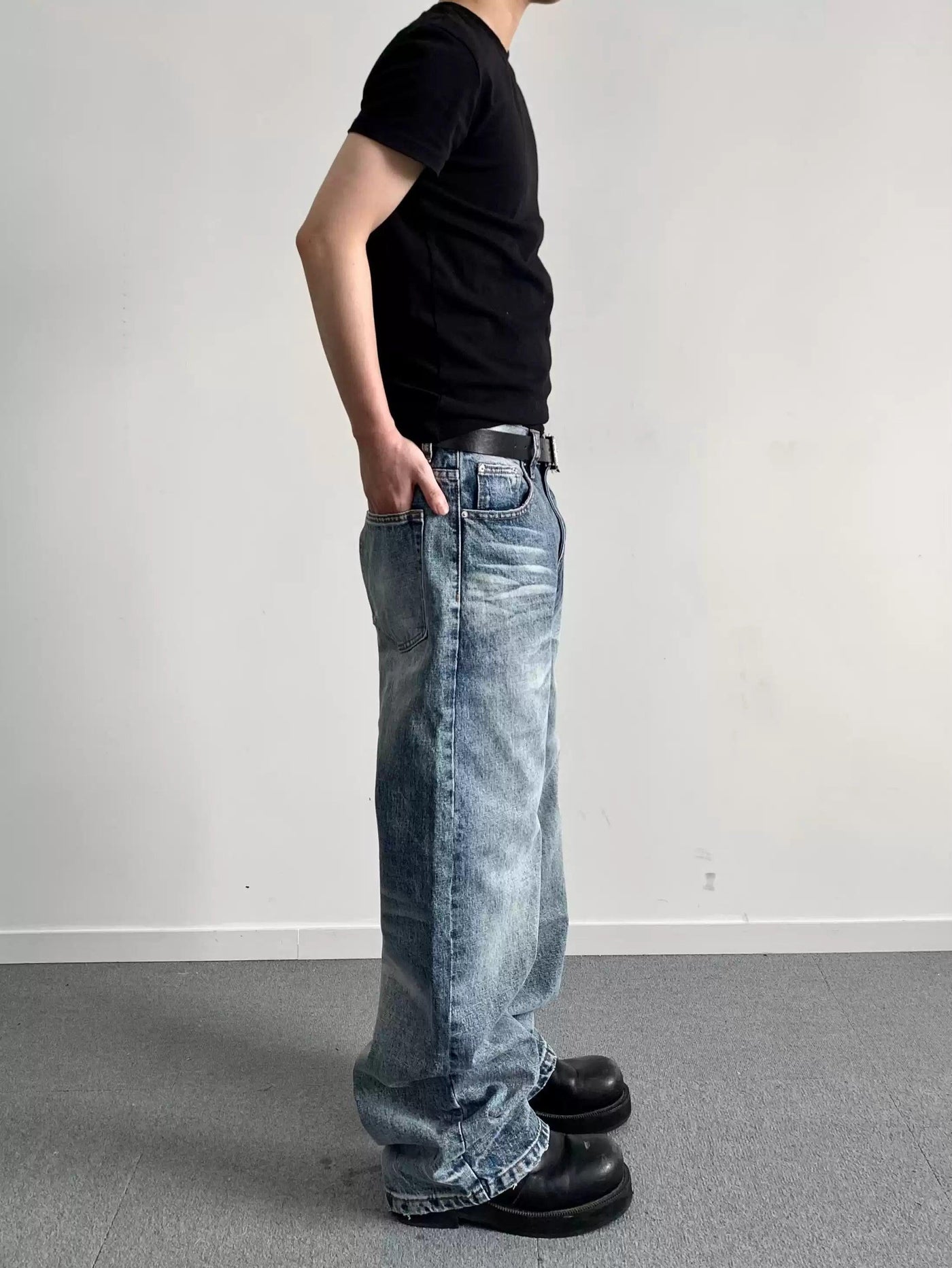 Faded Regular Fit Jeans Korean Street Fashion Jeans By Made Extreme Shop Online at OH Vault
