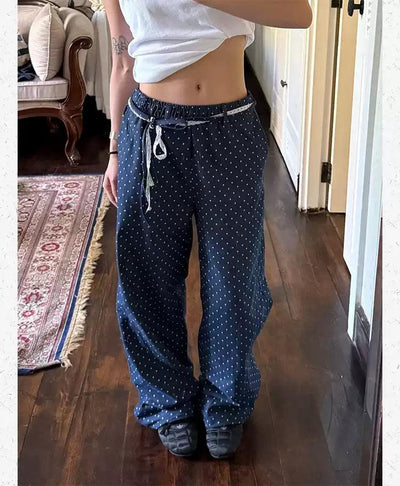 Polka Dots Waist String Jeans Korean Street Fashion Jeans By Made Extreme Shop Online at OH Vault