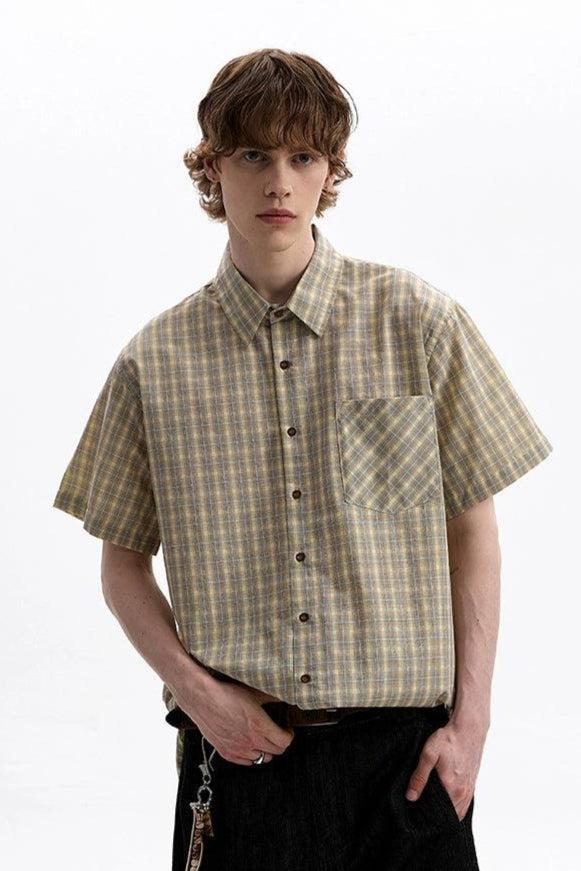 Vintage Front Pocket Plaid Shirt Korean Street Fashion Shirt By A PUEE Shop Online at OH Vault