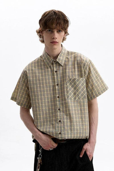 Vintage Front Pocket Plaid Shirt Korean Street Fashion Shirt By A PUEE Shop Online at OH Vault