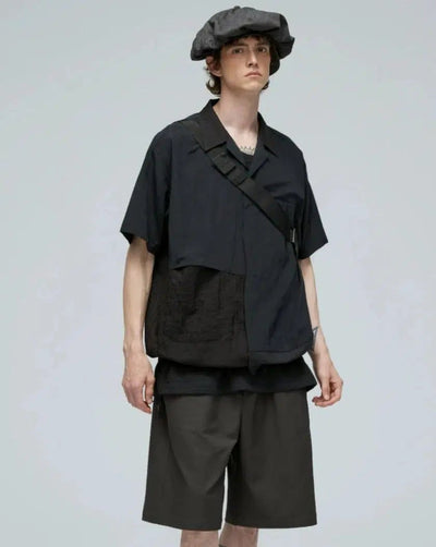 Spliced Buttoned Shirt Korean Street Fashion Shirt By Decesolo Shop Online at OH Vault