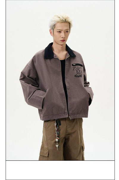 Cartoon Print Barn Style Jacket Korean Street Fashion Jacket By A PUEE Shop Online at OH Vault