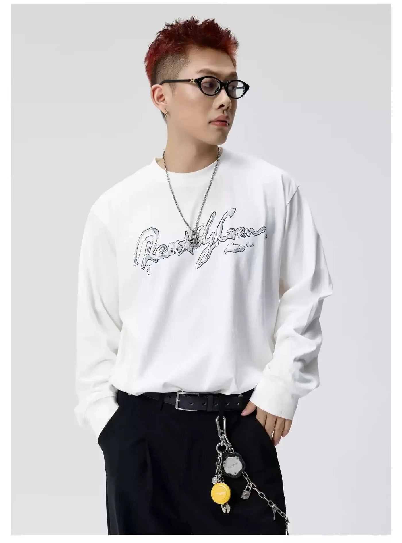 Stylish Logo Print Crewneck Korean Street Fashion Crewneck By Remedy Shop Online at OH Vault