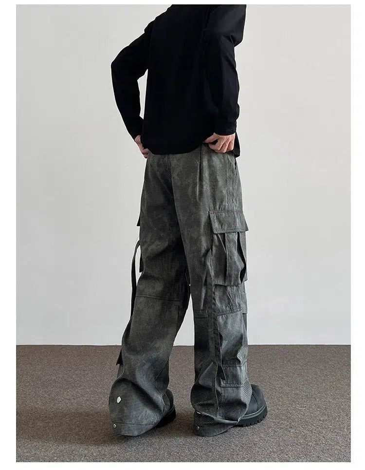 Multi-Pocket Straight Cargo Pants Korean Street Fashion Pants By A PUEE Shop Online at OH Vault