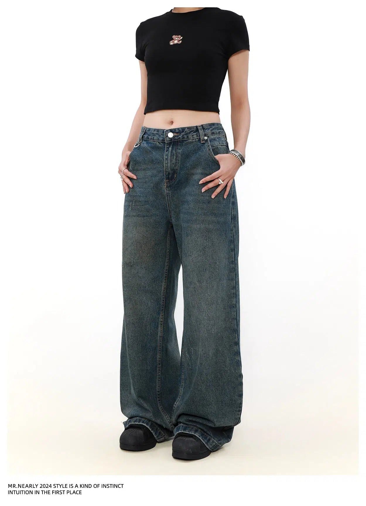 Washed Loose Fit Jeans Korean Street Fashion Jeans By Mr Nearly Shop Online at OH Vault