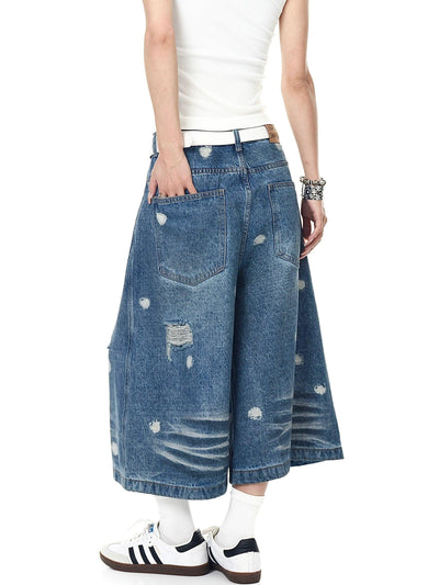 Heavy Ripped Denim Shorts Korean Street Fashion Shorts By Blacklists Shop Online at OH Vault