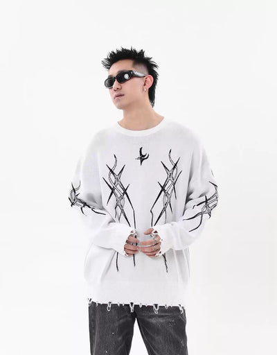 Distressed Tassel Thorn Sweater Korean Street Fashion Sweater By Blacklists Shop Online at OH Vault