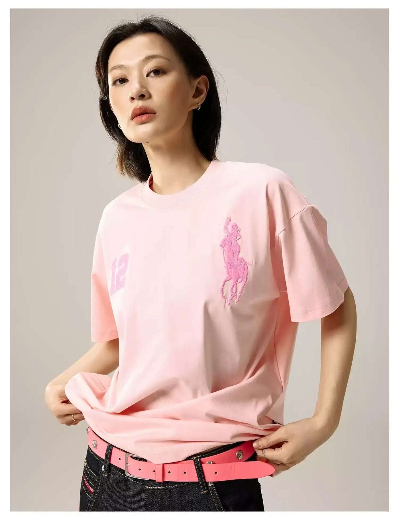 Embroidered Contrast T-Shirt Korean Street Fashion T-Shirt By Remedy Shop Online at OH Vault