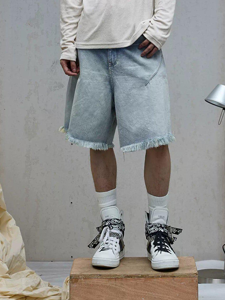 Frayed Ends Denim Shorts Korean Street Fashion Shorts By Terra Incognita Shop Online at OH Vault