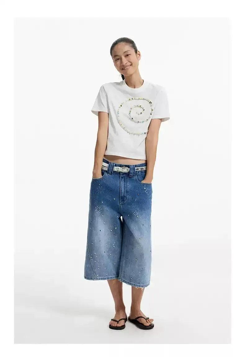 Colorful Semi-Stone T-Shirt Korean Street Fashion T-Shirt By Conp Conp Shop Online at OH Vault