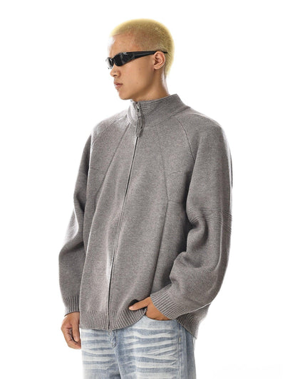 Ribbed Cuffs Raglan Sleeves Knit Jacket Korean Street Fashion Jacket By MEBXX Shop Online at OH Vault