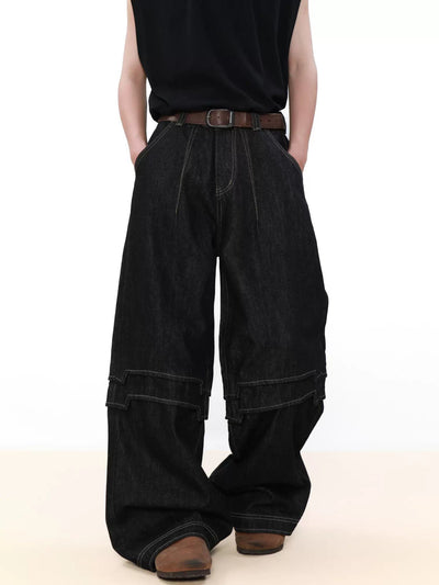 Spliced Seams Loose Fit Jeans Korean Street Fashion Jeans By Mr Nearly Shop Online at OH Vault