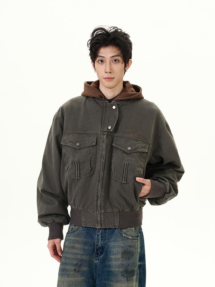 Flap Pocket Zip & Buttons Jacket Korean Street Fashion Jacket By 77Flight Shop Online at OH Vault