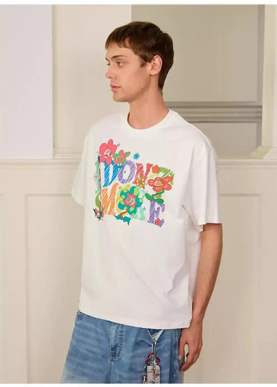 Rainbow Flower Logo T-Shirt Korean Street Fashion T-Shirt By Donsmoke Shop Online at OH Vault